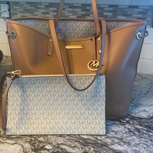 Michael Kors reversible tote with wristlet